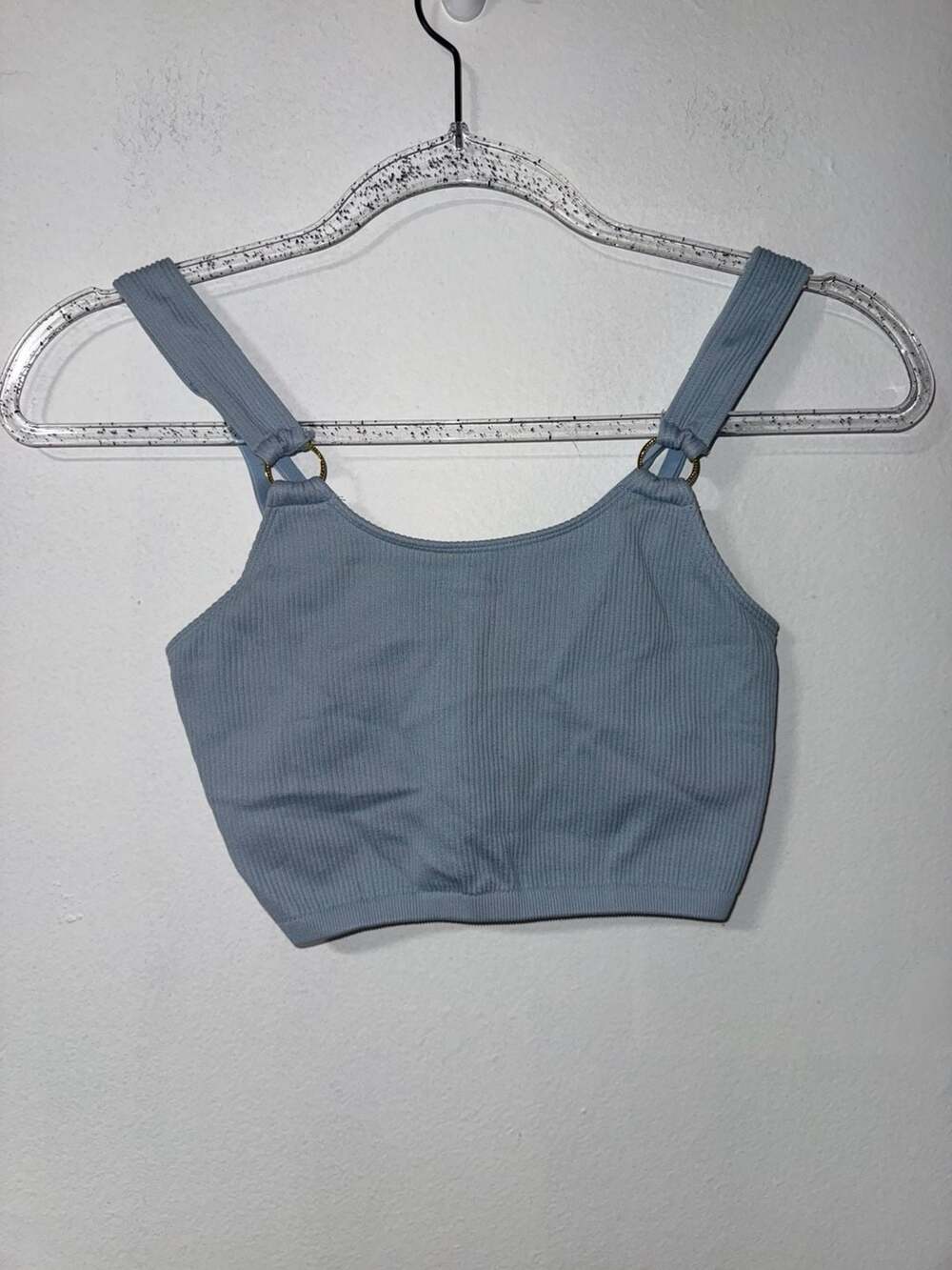 Aerie Ribbed Blue Crop Tank Top with Ring Straps